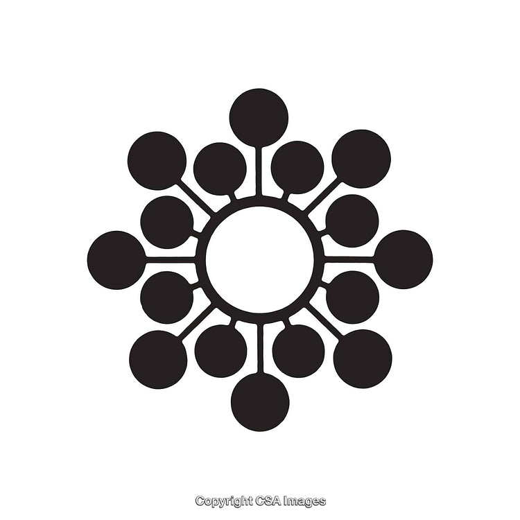 Abstract Black and White Circular Dingbat Design with Connected Dots