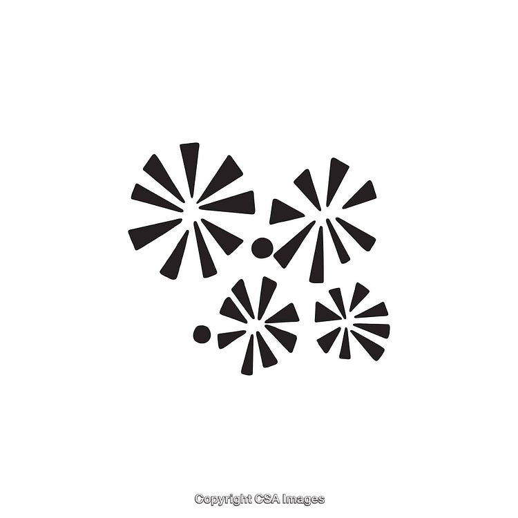 Black and White Abstract Shapes Resembling Firework Bursts