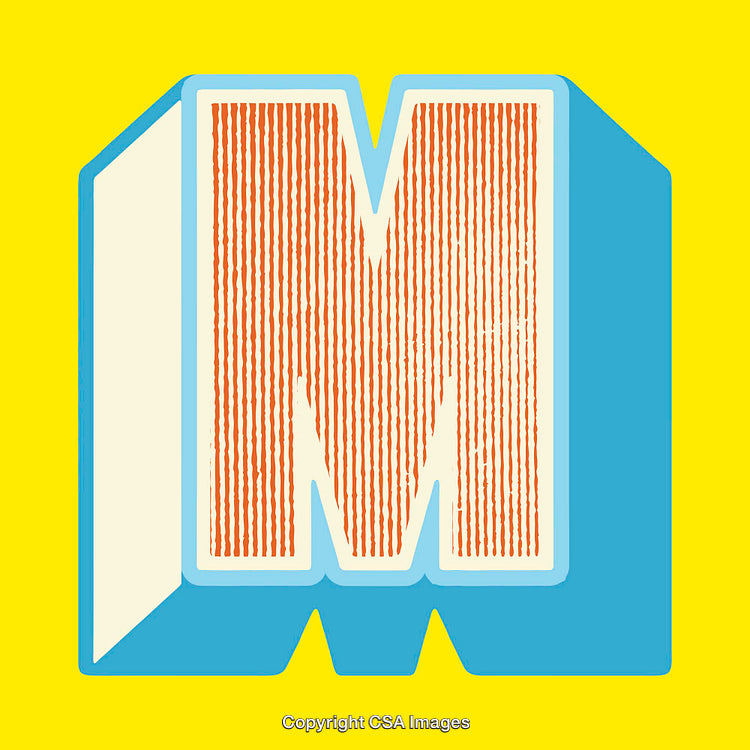 Stylized Letter M with Bold Colors on Bright Background