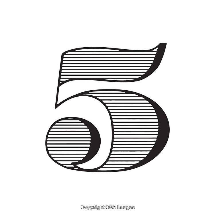 Stylish Retro Number Five Design with Artistic Line Details