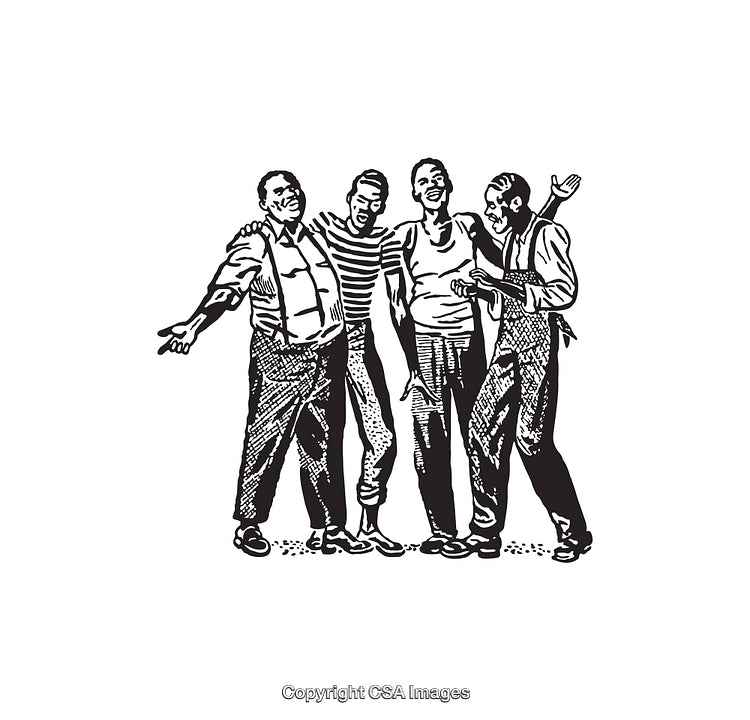 Illustration of a Group of Men Together in Friendship and Joy