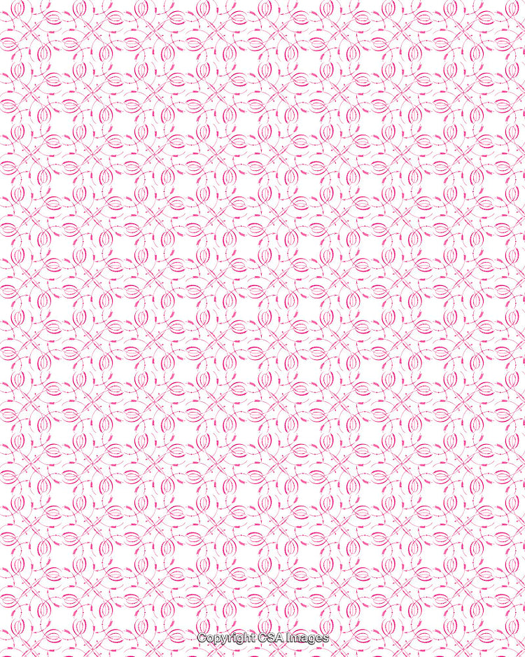 Pink Geometric Circular Pattern with Intertwining Motifs on White Background