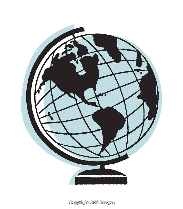 Vintage Illustration of a Classic Rotating Globe on a Stand