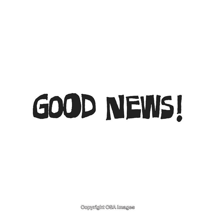 Black Text Highlighting Good News on a Clean White Background