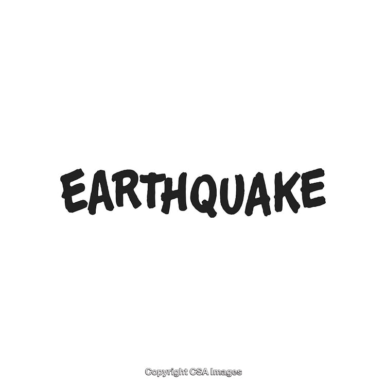 Earthquake Text in Bold Font Over White Background