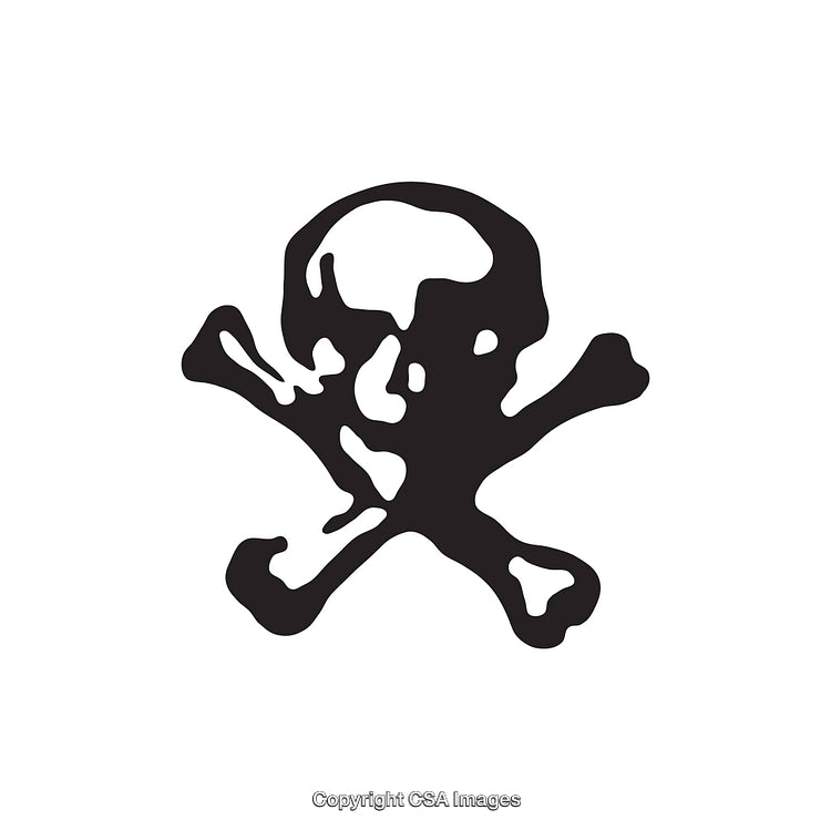 Black and White Skull and Crossbones Illustration