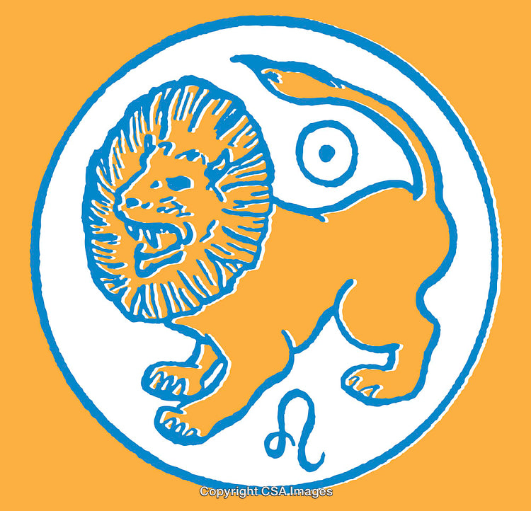 Bold Colorful Lion Zodiac Symbol with Leo Astrological Sign