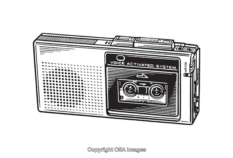 Vintage Cassette Recorder Line Art Illustration with High Detail