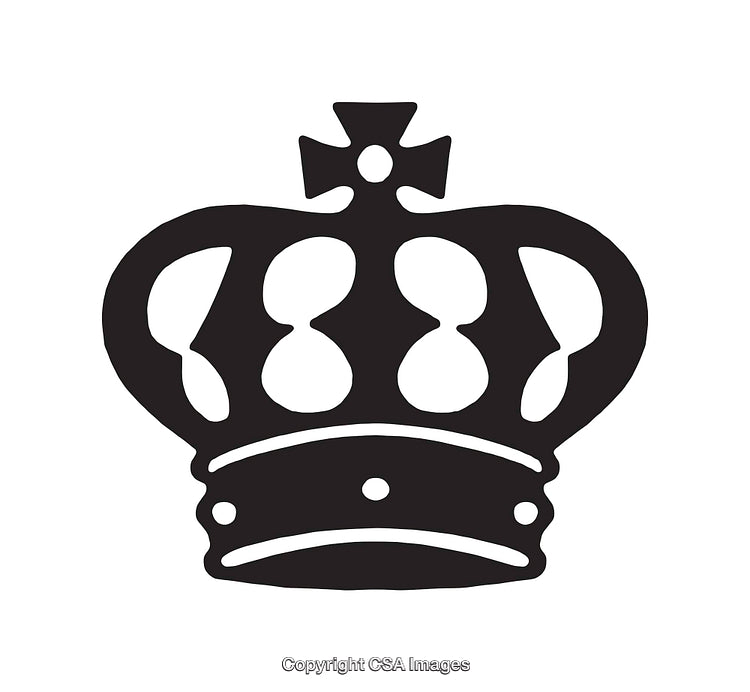 Black and White Line Art of a Crown with Detailed Design