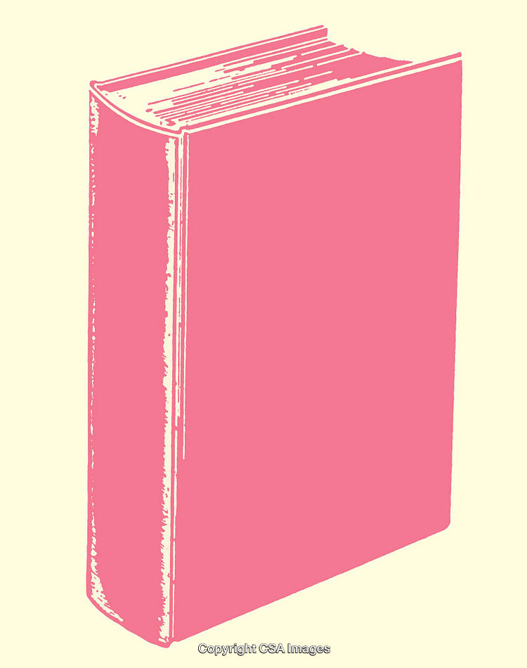 Pink Monochrome Line Art of a Standing Hard-Cover Book