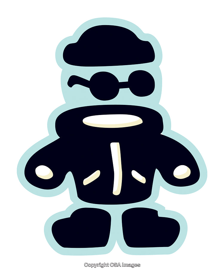 Stylized Cartoon Figure With Sunglasses and Jacket in Minimalist Design