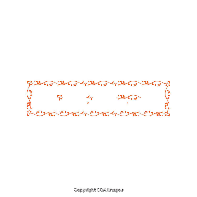 Elegant Decorative Floral Border Design with Ornamental Vines and Leaves in Orange