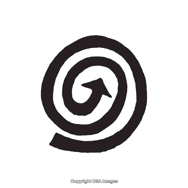 Abstract Black And White Spiral Arrow Symbol With Circular Design