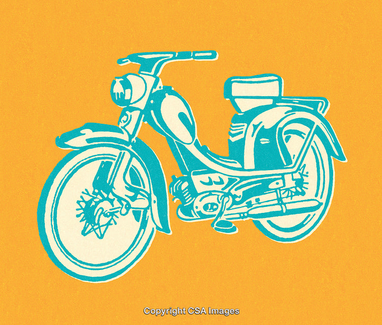 Retro Styled Illustration of a Vintage Scooter on Bright Background