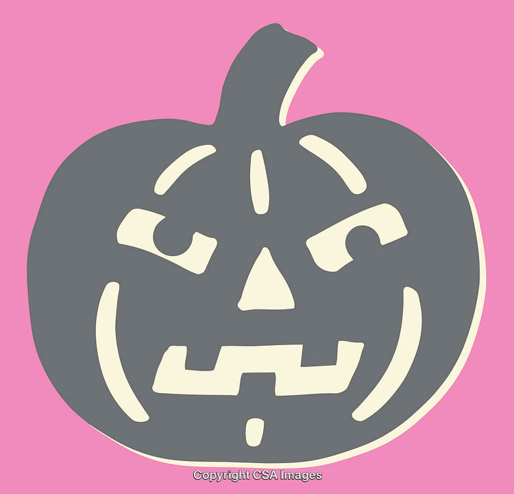 Halloween Pumpkin Illustration With Pink Background in Minimal Line Art Style