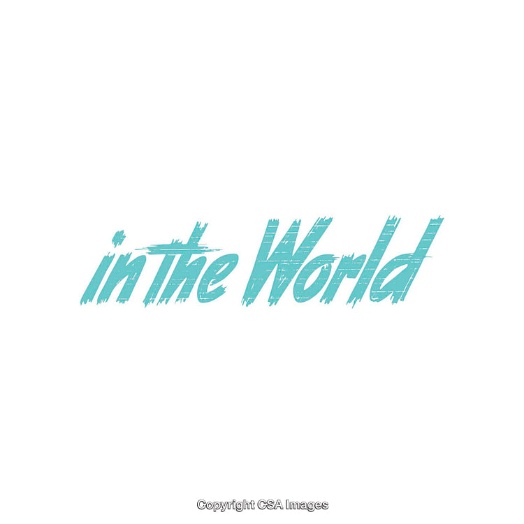 Stylish Teal Text Design Featuring 'In The World' Theme