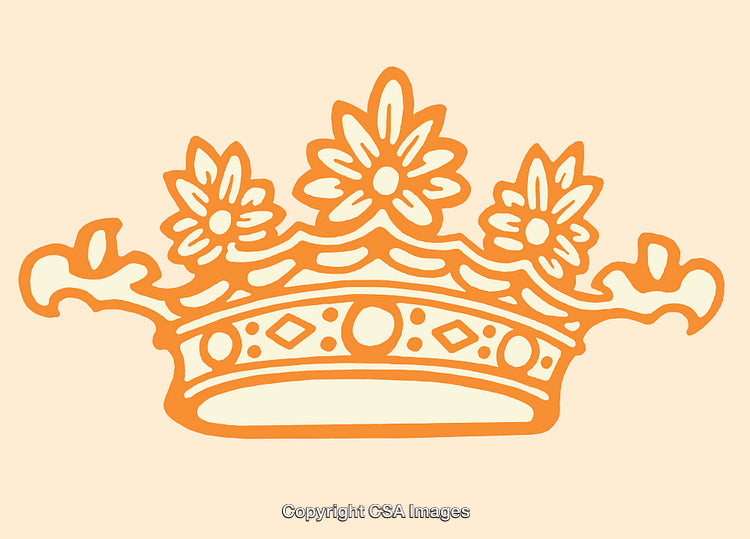 Vintage Floral Crown Illustration with Ornate Details and Floral Motifs