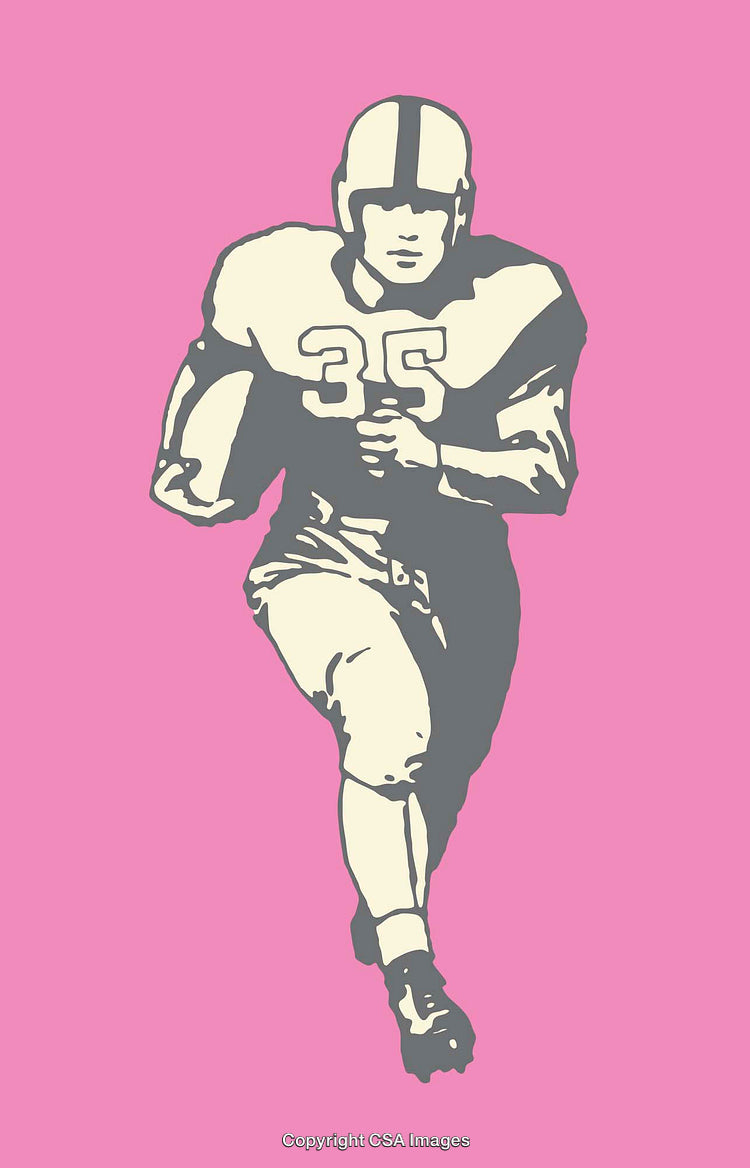 Vintage Sports Illustration of Football Player in Dynamic Action