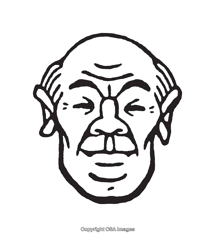 Black and White Line Art Illustration of a Men's Face Sketch