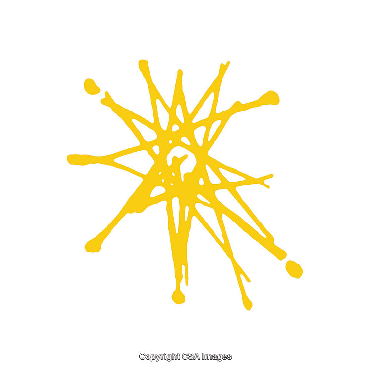 Yellow Abstract Starburst Shape on White Background Symbolizing Creativity
