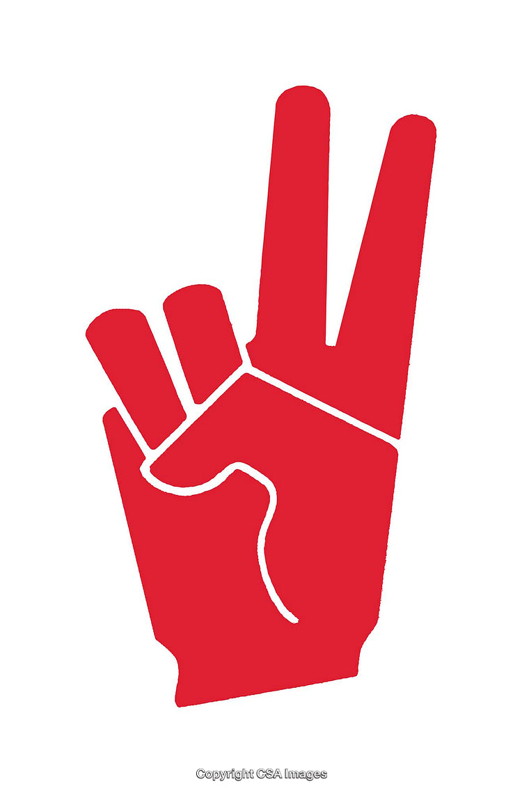 Red Hand Icon Depicting a Positive Victory Gesture Concept
