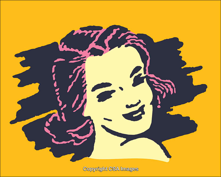 Vintage Style Colorful Portrait of a Smiling Retro Woman