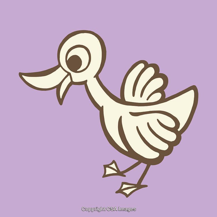 Adorable Cartoon Duck Illustration on a Solid Purple Background