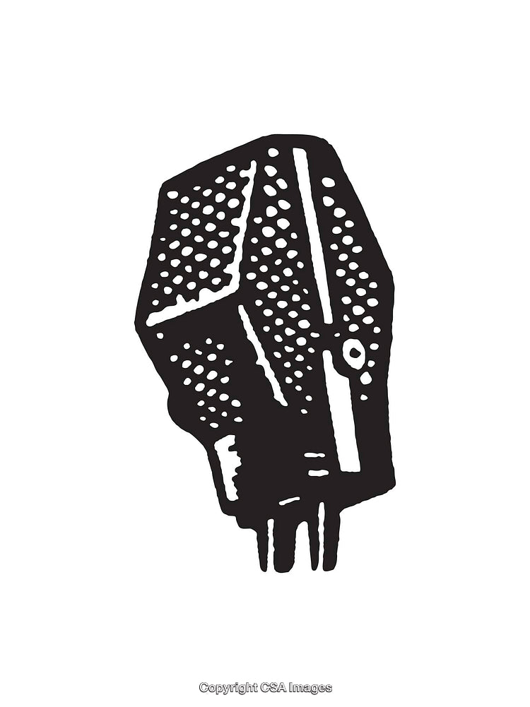 Black and White Line Art Illustration of Abstract Shape with Textures
