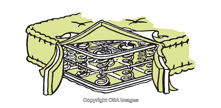 Detailed Diagram of Mattress Construction With Spring Inner Design in Soft Colors