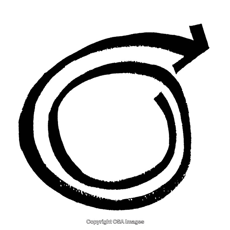 Abstract Black and White Spiral with Detached Arrow Design