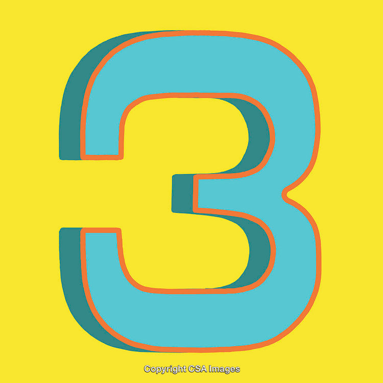 Stylized Bold Number Three On Vibrant Yellow Background