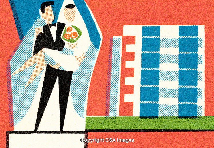 Abstract Illustration of a Wedding Couple with Modern Building in Background