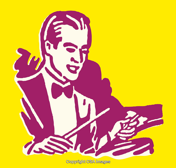 Illustration of A Conductor in Vibrant Yellow Background