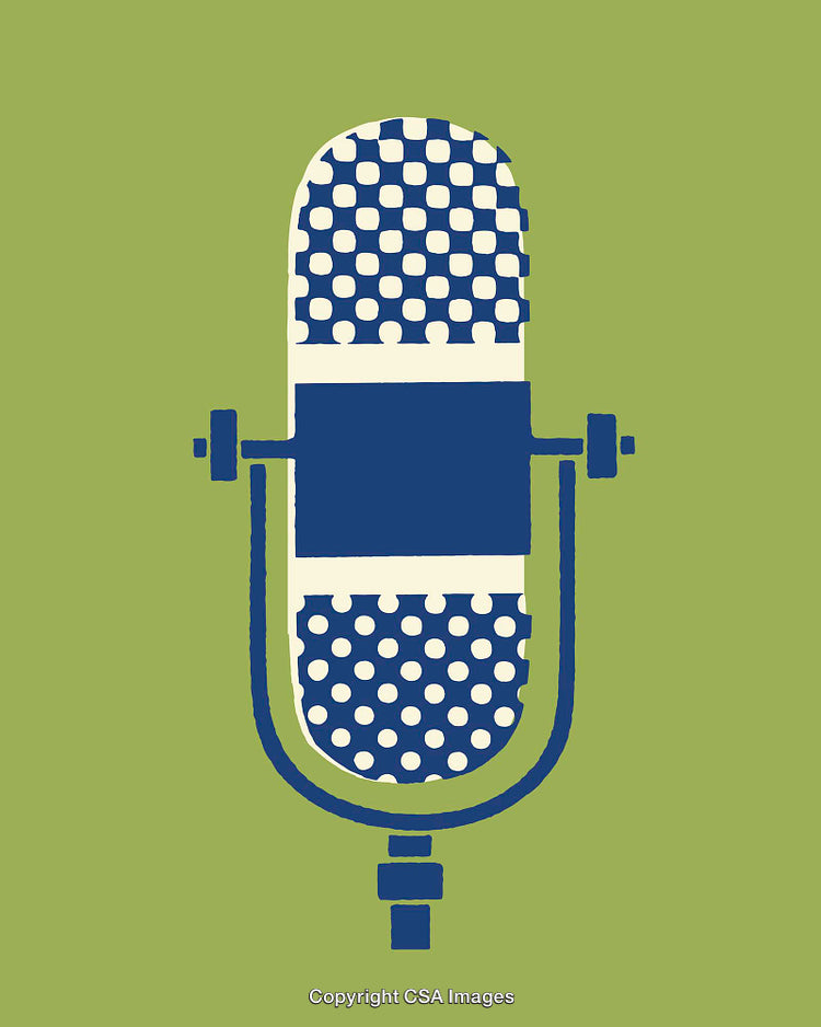 Retro Microphone Illustration in Minimalistic Modern Art Style