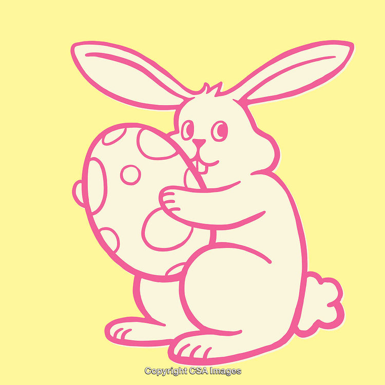 Cute Line Art of an Easter Bunny Hugging a Decorated Egg