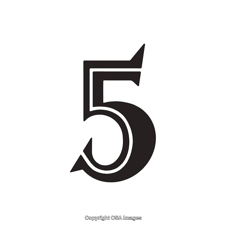 Creative Stylish Number Five Illustration Design in Monochrome Style