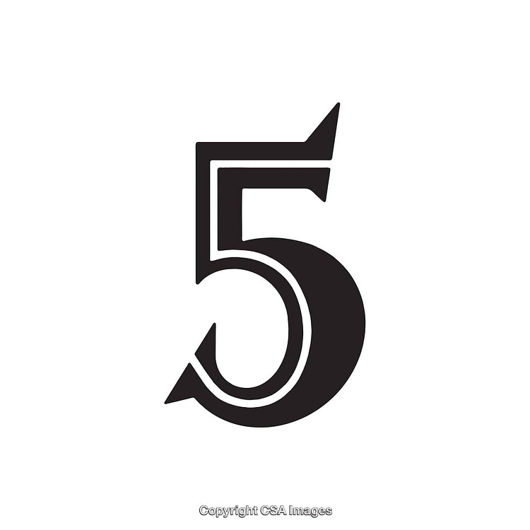 Creative Stylish Number Five Illustration Design in Monochrome Style