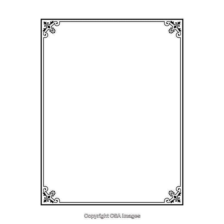 Elegant Black and White Fancy Border With Ornamental Corners