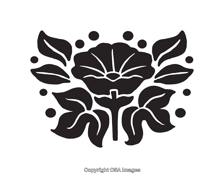 Elegant Black and White Floral Line Art Illustration with Leaves