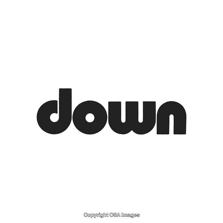 Bold Typography of the Word Down on a White Background