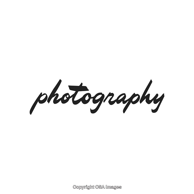 Stylized Handwritten Typography Featuring the Word 'Photography' in Black on White Background