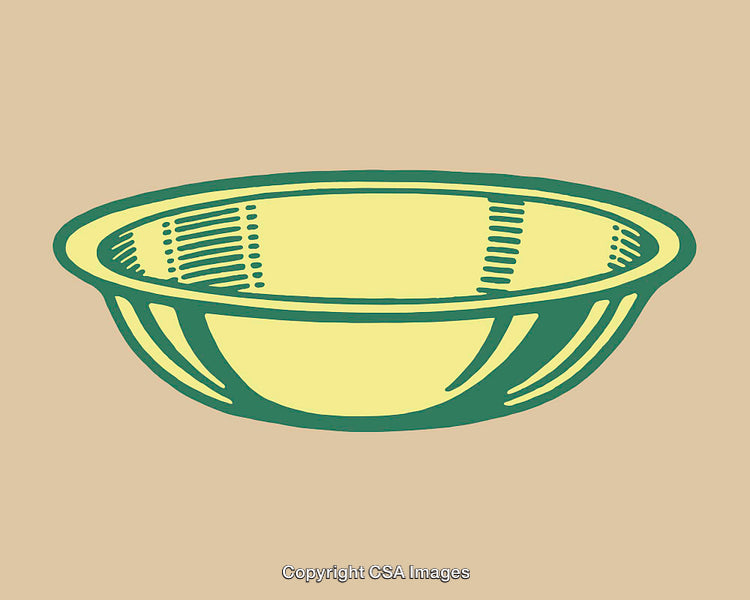 Minimalist Yellow and Green Bowl Illustration on Beige Background