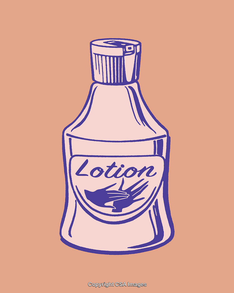 Colorful Line Art Illustration of a Lotion Bottle on a Solid Background