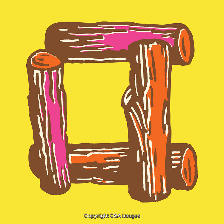 Colorful Wooden Letter O on Bright Yellow Background
