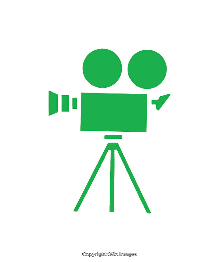 Green Camera Icon on White Background Representing Filming and Media