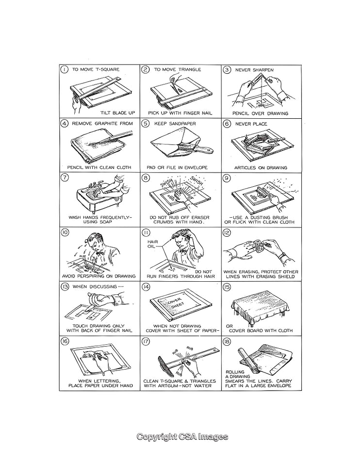 Detailed Black and White Diagrams for Drawing Maintenance Guidelines