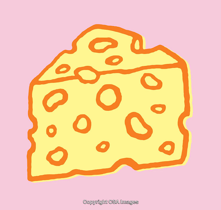 Bright Cheese Illustration with Swiss Cheese Pattern on Pink Background