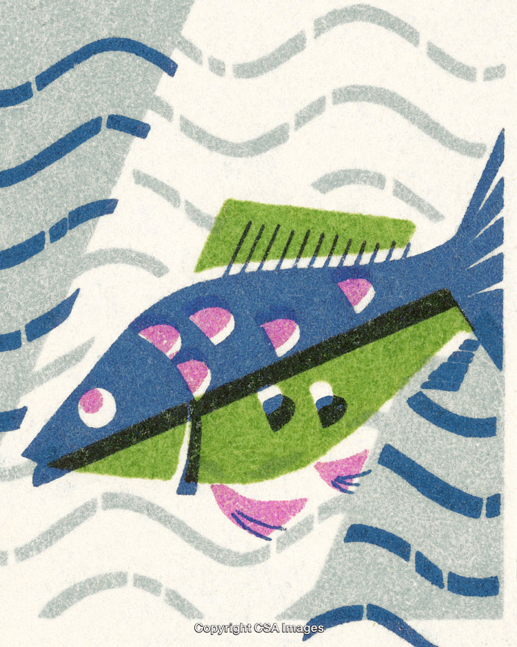 Colorful Artistic Representation of Fish in Vibrant Abstract Style