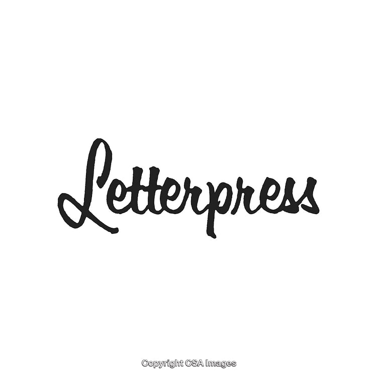 Stylish Black Handwritten Lettering of the Word 'Letterpress' on a White Background