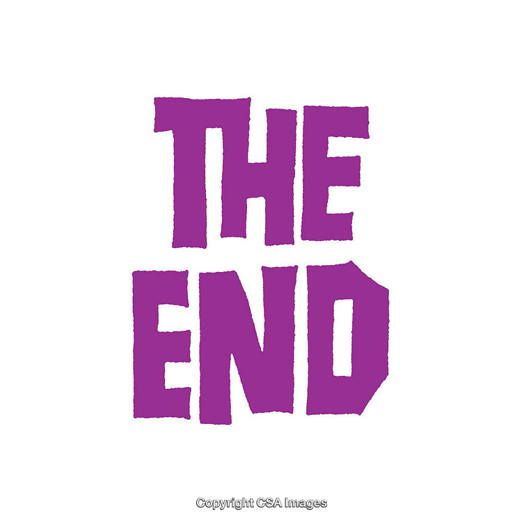 Purple Text Reading 'The End' on White Background